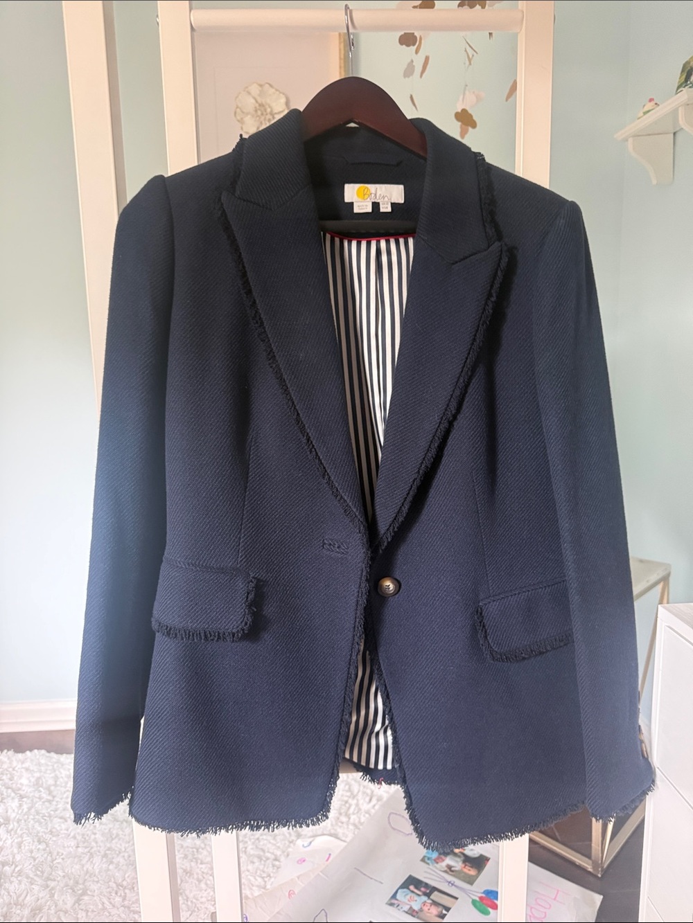 Boden Navy Blazer with Striped Lining